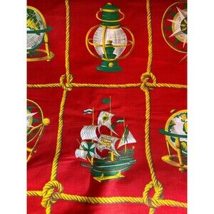 Vintage Nautical Print Fabric from France, Ships, Compass, Globe, By Yard
